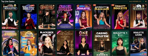 Erleben Sie das Top Live Casino bei Casinia – mit spannenden Roulette- und Blackjack-Tischen in Echtzeit Top Live Casino Spiele bei Casinia – Speed Roulette, Blackjack Berlin, Gravity Roulette, ONE Blackjack, Casino Hold’em und mehr